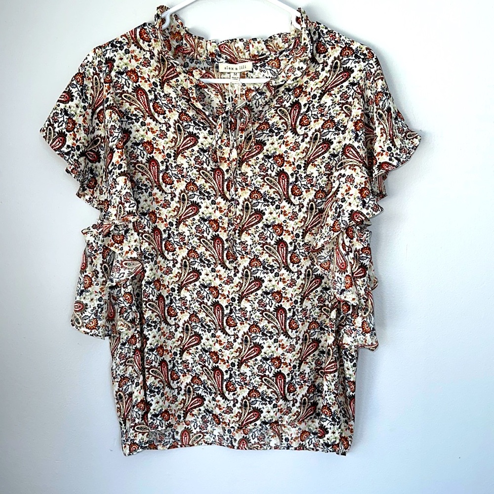 alex & lili cap sleeve blouse size M